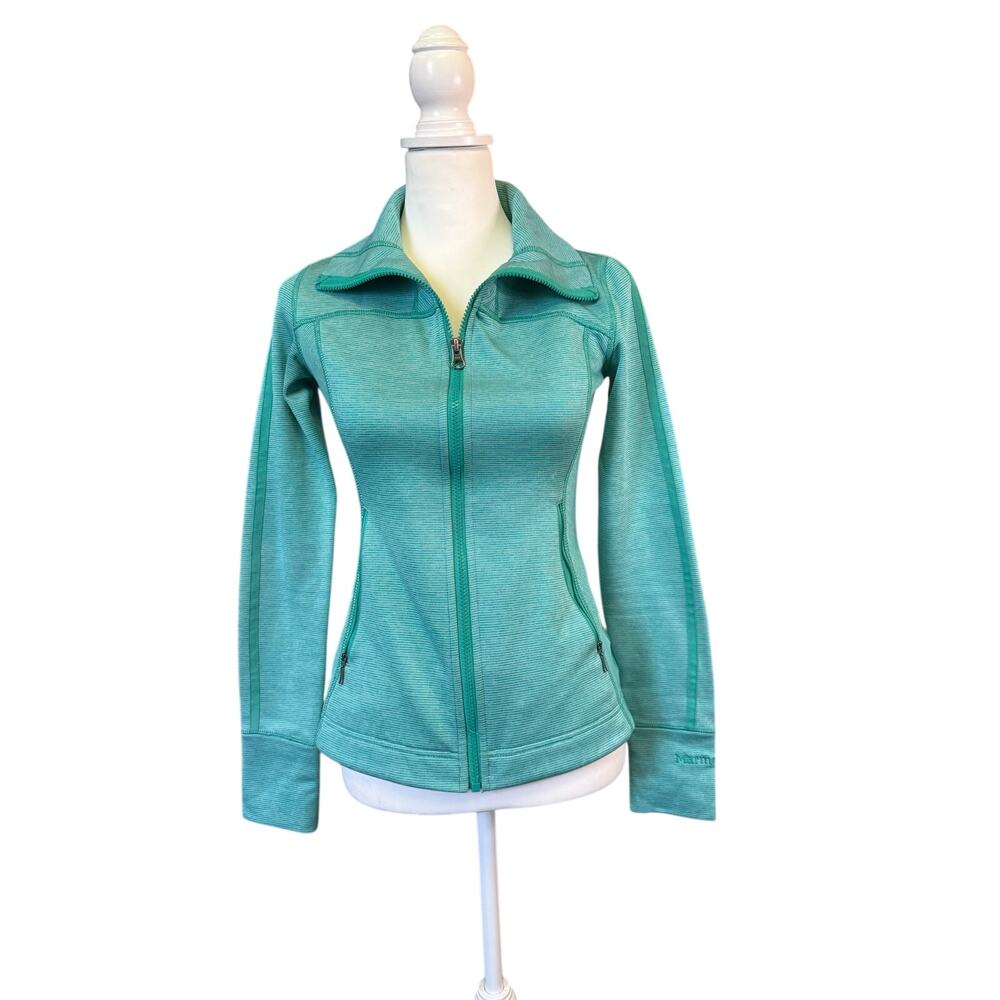 Marmot womens XS teal aqua softshell full zip outdoor hiking jacket